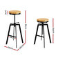 Artiss Adjustable Height Swivel Bar Stool - Black and Wood