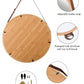 Hanging Round Wall Mirror 45 cm - Solid Bamboo Frame and Adjustable Leather Strap for Bathroom and Bedroom