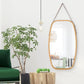 Hanging Full Length Wall Mirror - Solid Bamboo Frame and Adjustable Leather Strap for Bathroom and Bedroom