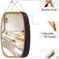 Hanging Full Length Wall Mirror - Solid Bamboo Frame and Adjustable Leather Strap for Bathroom and Bedroom